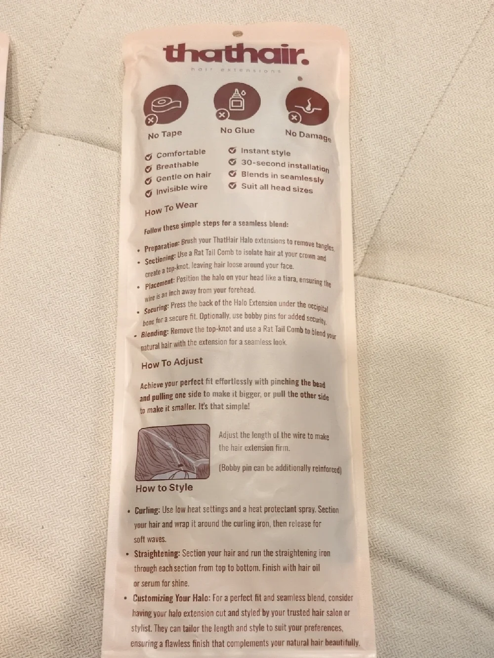 ThatHair. Light Auburn Halo Hair Extensions.  NWT!